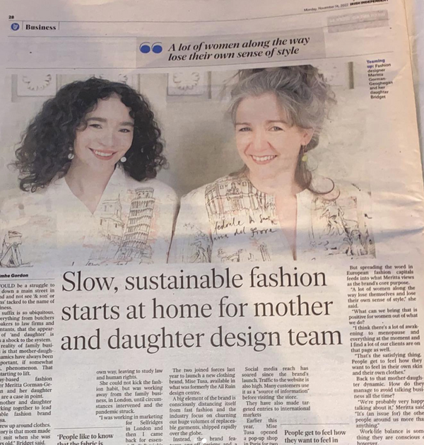 Mise Tusa featured in the Irish Independent business section & weekend magazine
