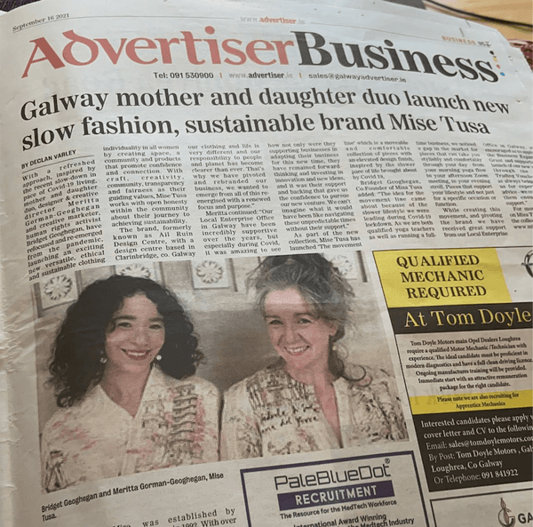 Mise Tusa featured in the Galway Advertiser & Galway Daily