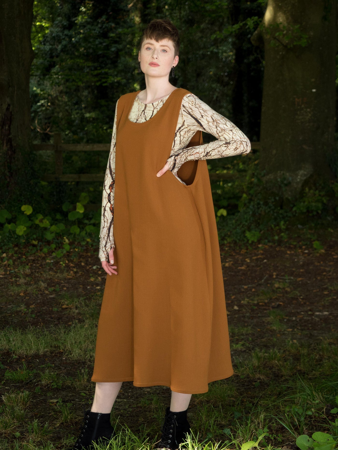 MISE TUSA Dress M 'Meala' Pinafore - Ocre