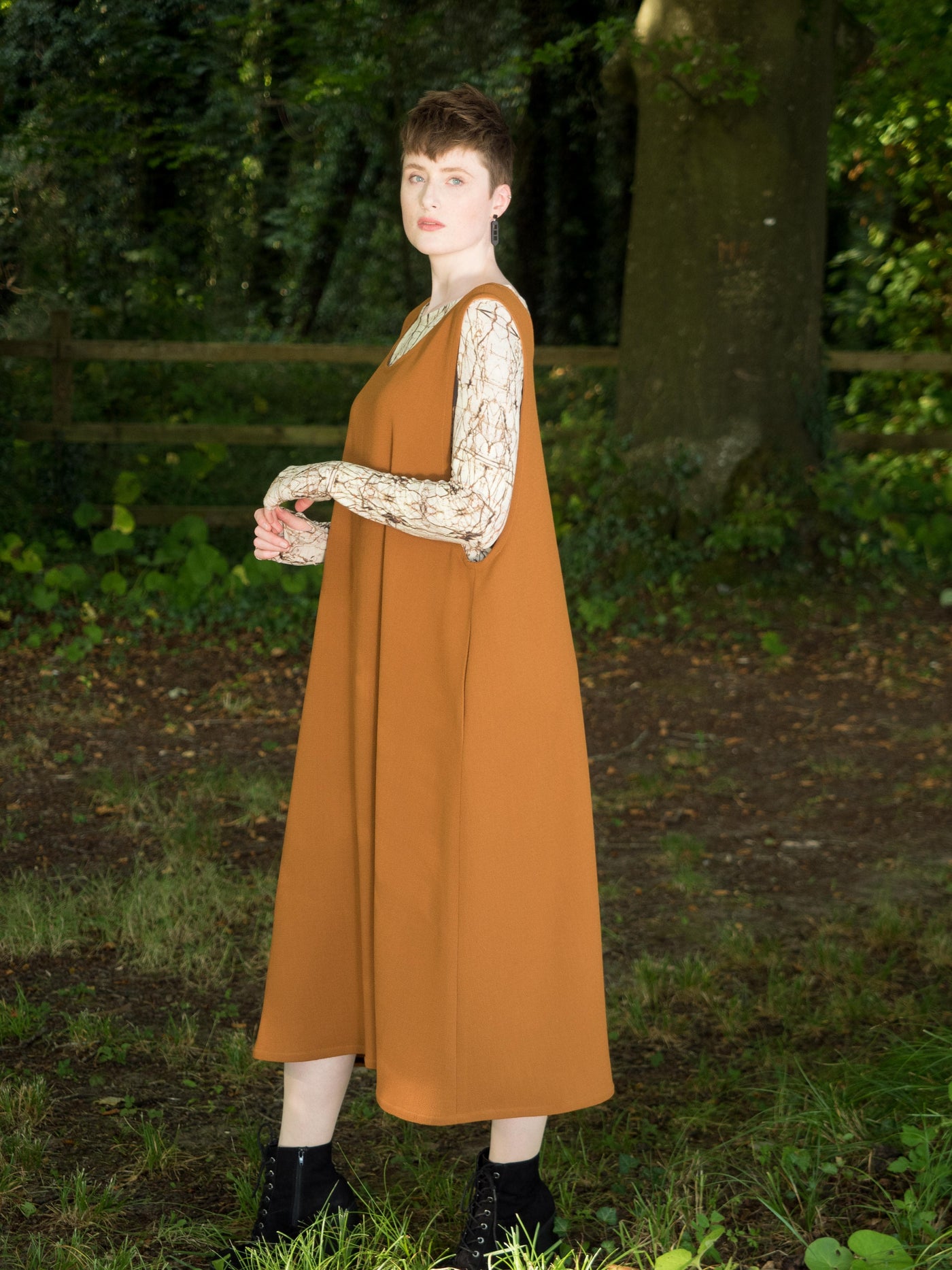 MISE TUSA Dress M 'Meala' Pinafore - Ocre