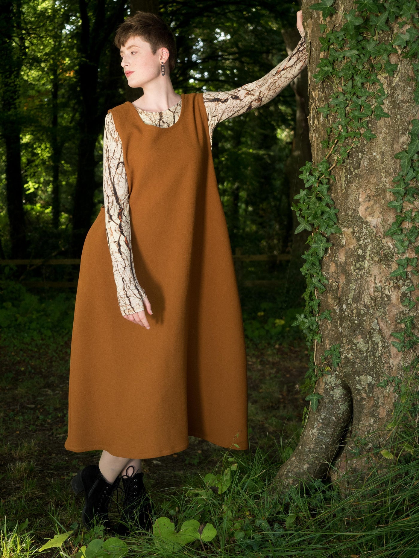 MISE TUSA Dress M 'Meala' Pinafore - Ocre