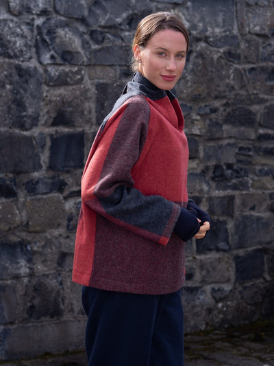 MISE TUSA jumper One Size 'Cosy Jo' jumper - Red/Grey mix