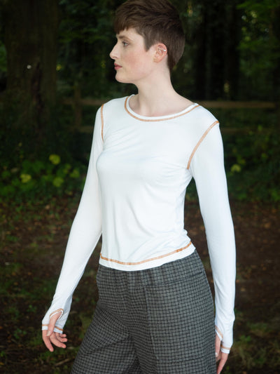 MISE TUSA Top 'Cobra' body top - White/Orange stitching