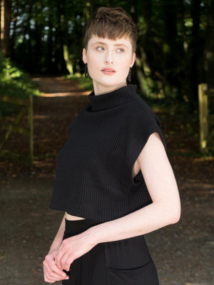 MISE TUSA Top 'Square' crop knit - Black