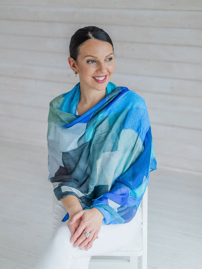 Rita Oates Accessories Beyond Grey to Blue Scarf