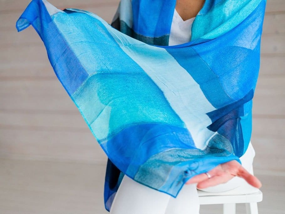 Rita Oates Accessories Beyond Grey to Blue Scarf